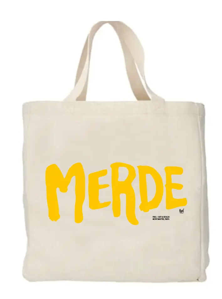(JAUNE) CABAS POLYLIN MERDE LOGO
