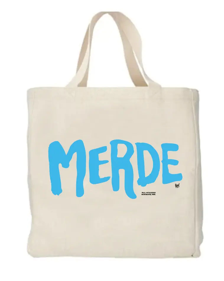 (BLEU CLAIR) CABAS POLYLIN MERDE LOGO