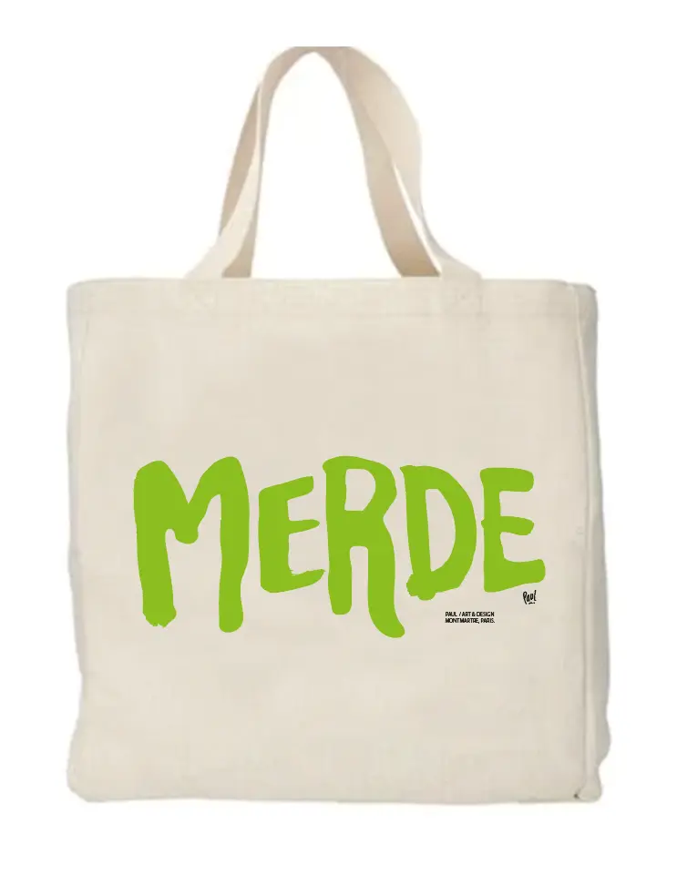 CABAS POLYLIN MERDE LOGO VERT CLAIR