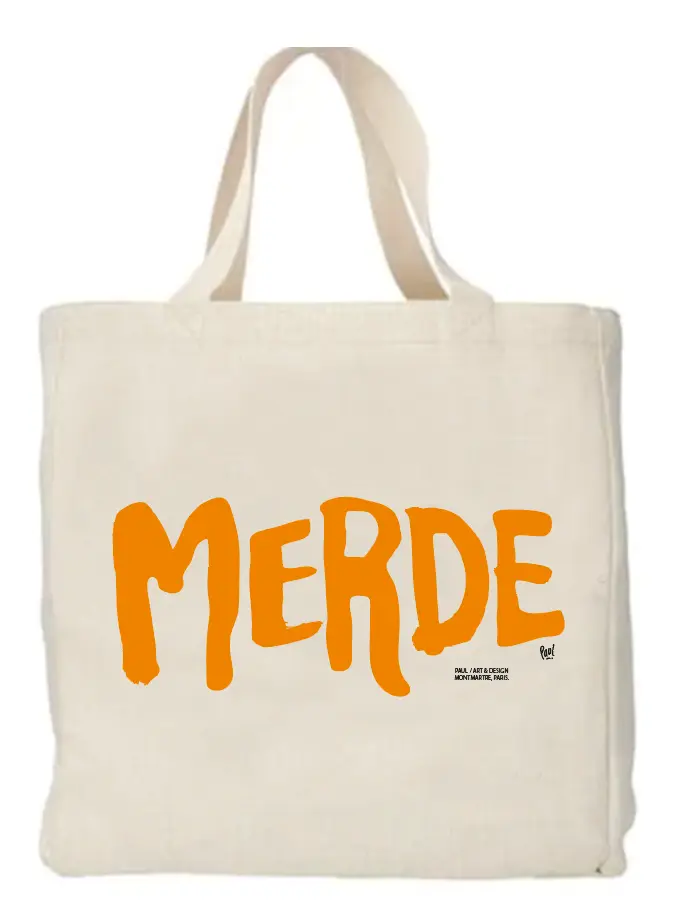 (ORANGE) CABAS POLYLIN MERDE LOGO