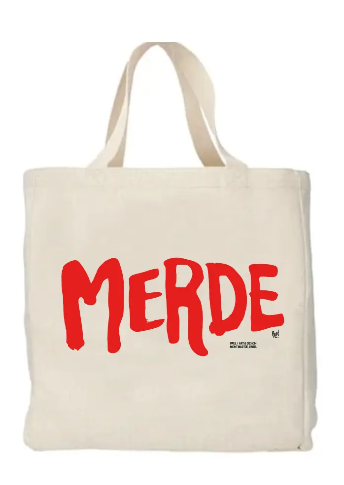 (ROUGE) CABAS POLYLIN MERDE LOGO