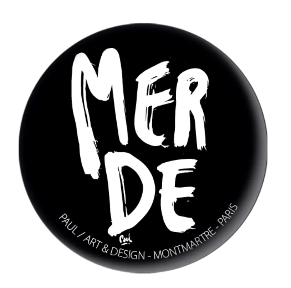 (NOIR) MERDE BRUSH / magnet rond