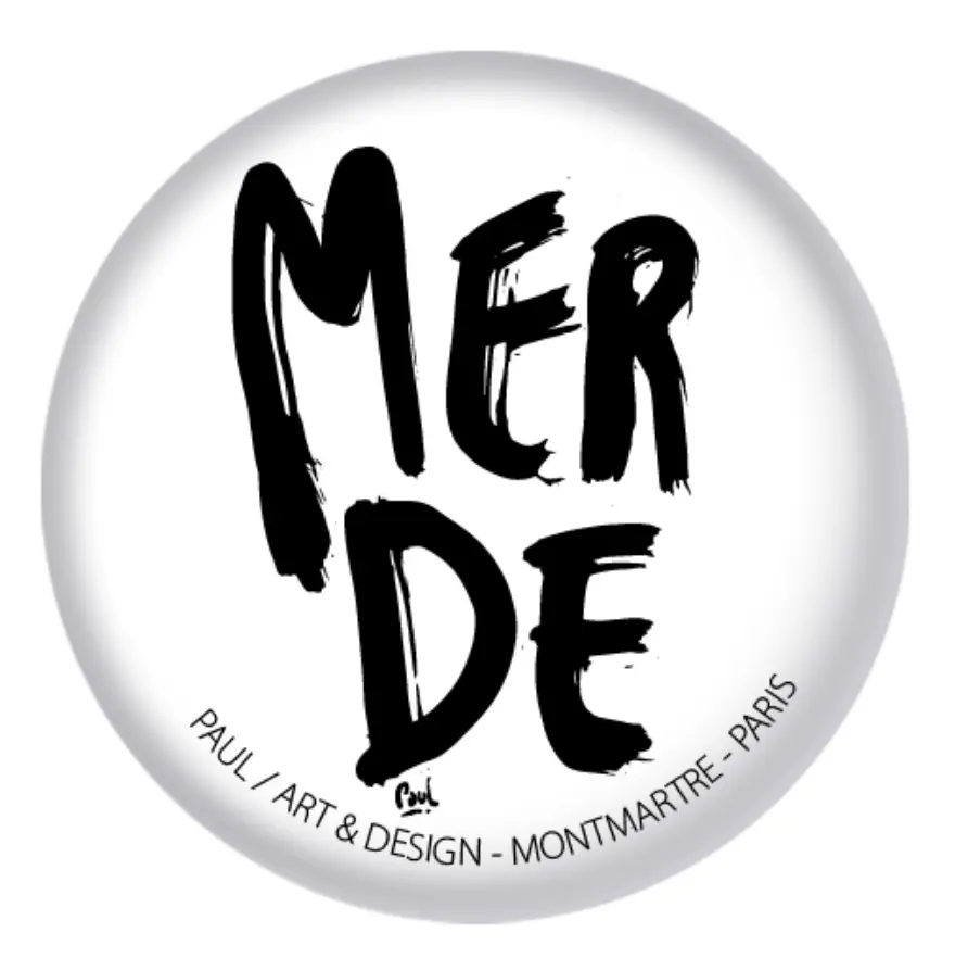 (BLANC) MERDE BRUSH / magnet rond