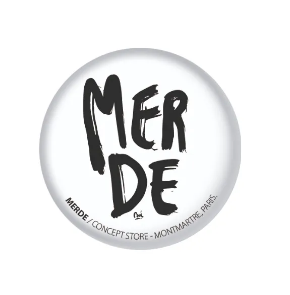 [D2-MAGNET ROND] (BLANC) MERDE BRUSH / magnet rond