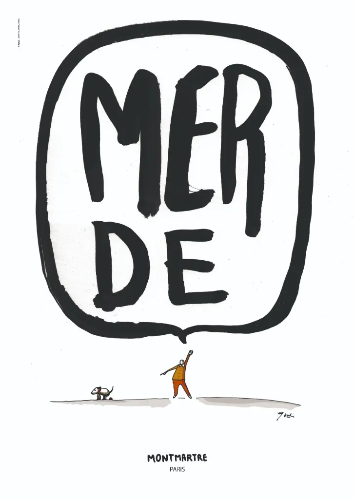 Affiche MERDE BULLE CHIEN