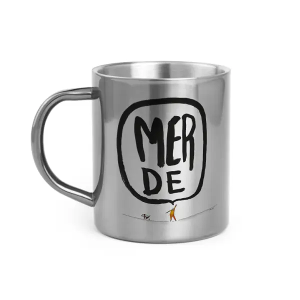 [C4-MUG INOX] MERDE BULLE CHIEN / mug acier inoxydable