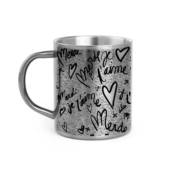 [C4-MUG INOX] MERDE JE T'AIME / mug acier inoxydable