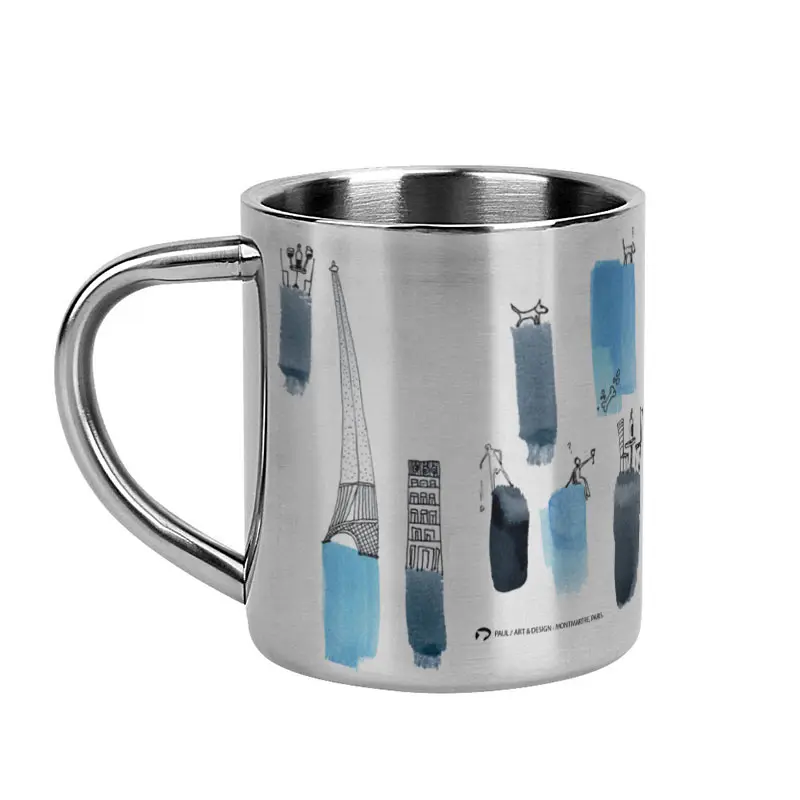 (BLEU:GRIS) TACHES / mug acier inoxydable
