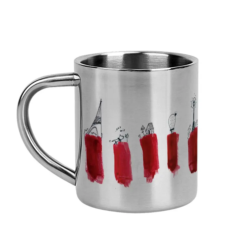 [C4-MUG INOX]  (ROUGE) TACHES / mug acier inoxydable