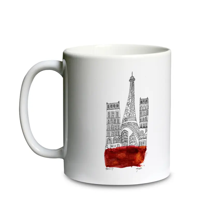 TOUR TACHE 4 EDIFICES / mug céramique blanc