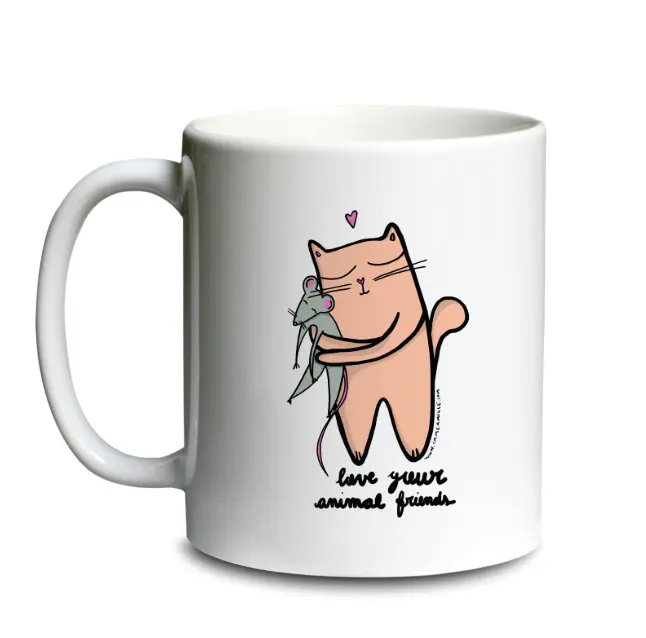 [C1-MUG BLANC] LYAF MICHI LOVE YOURS ANIMALS FRIENDS CAMCAMILLE / mug céramique blanc