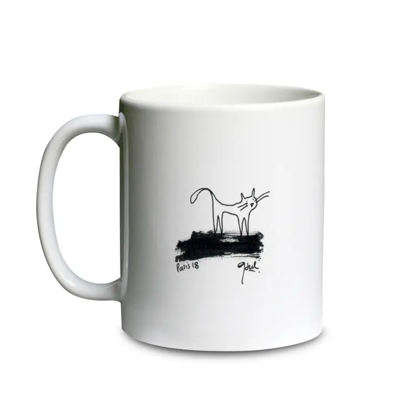 [C1-MUG BLANC] MICHIS NOIR DESSIN / mug céramique blanc
