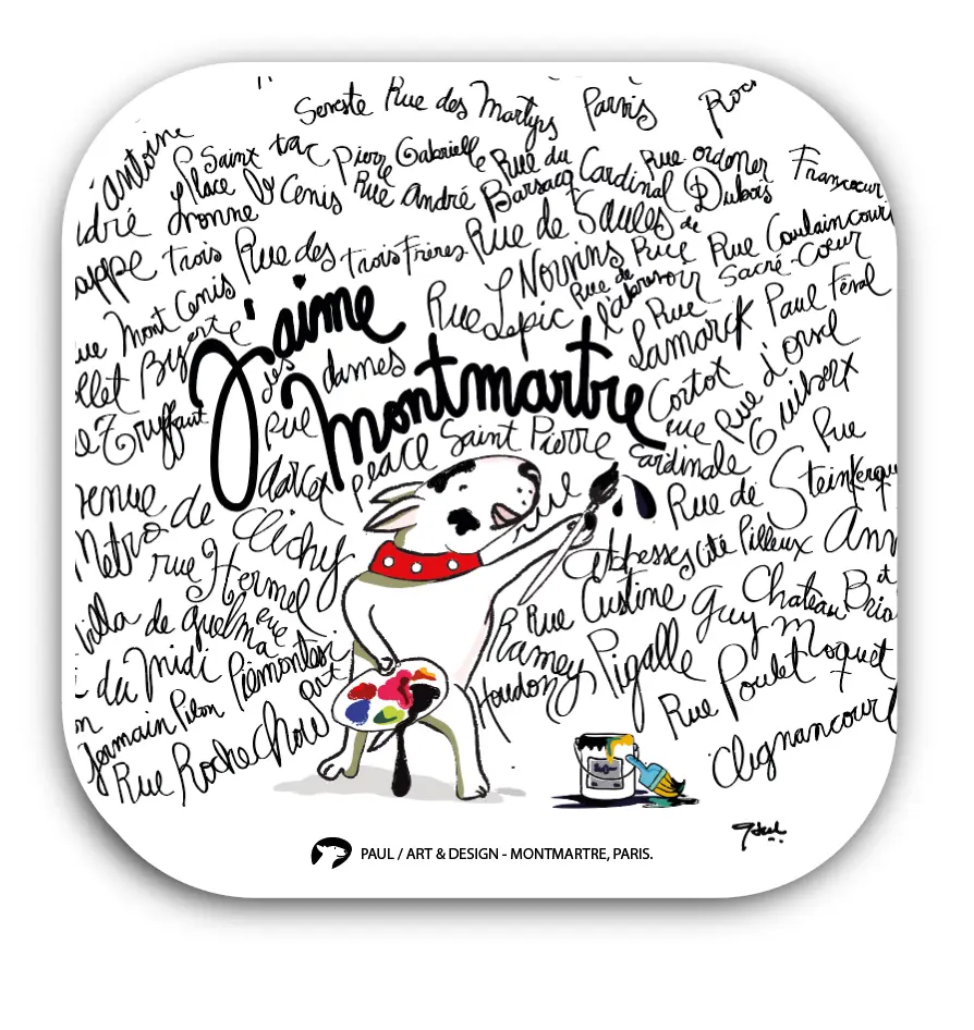 [S1-SOUS VERRES CARRE] CORA J 'AIME MONTMARTRE / sous-verres grand