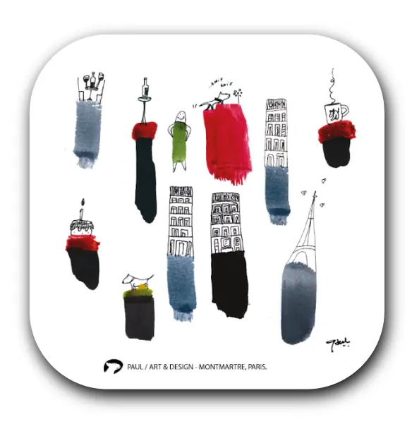 [S1-SOUS VERRES CARRE] (NOIR + ROUGE) TACHES / sous-verres grand