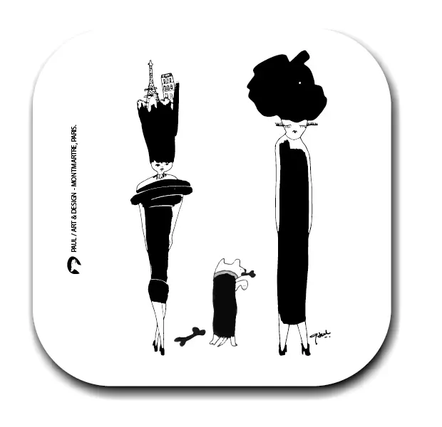 [S1-SOUS VERRES CARRE] (NOIR) PROMENEUSE / sous-verres grand