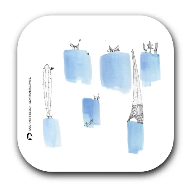 [S1-SOUS VERRES CARRE] (BLEU)TACHES / sous-verres grand
