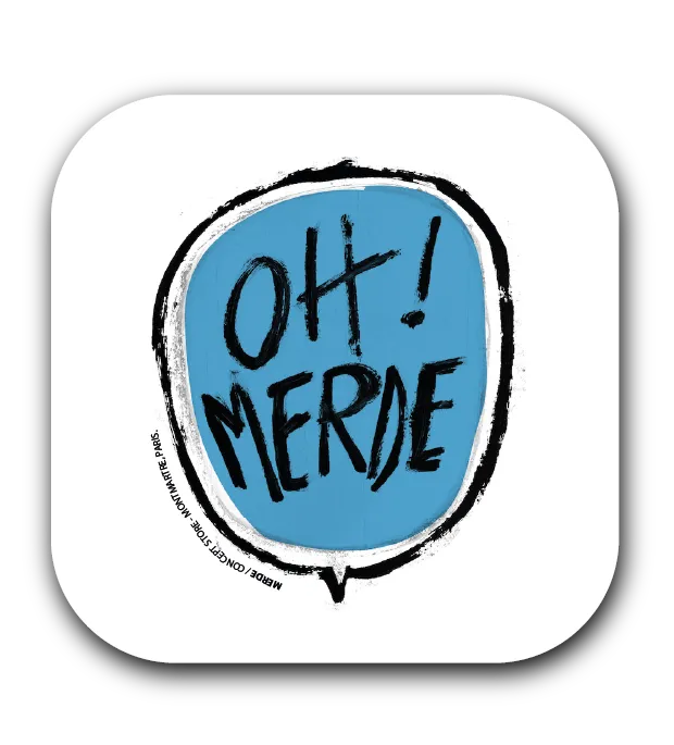 [S1-SOUS VERRES CARRE] (BLEU) OH MERDE / sous-verres grand