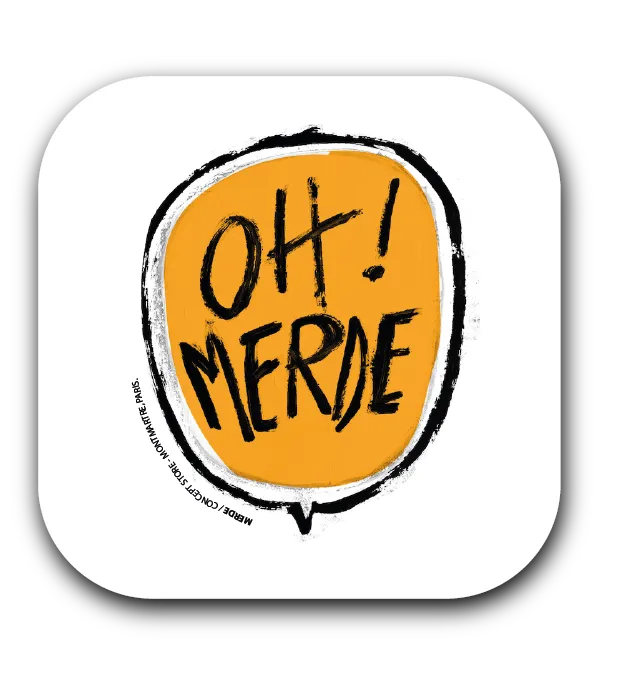 [S1-SOUS VERRES CARRE] (JAUNE) OH MERDE / sous-verres grand