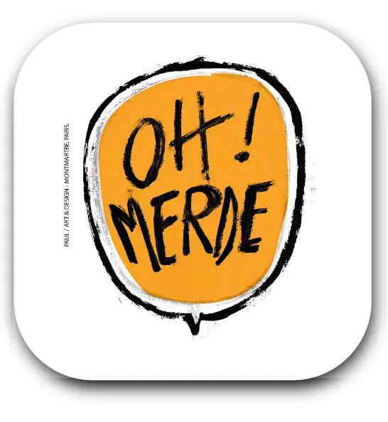 [S1-SOUS VERRES CARRE] (JAUNE) OH MERDE / sous-verres grand