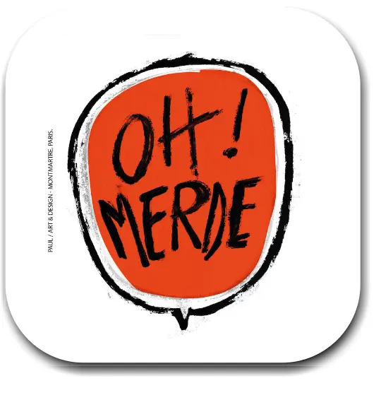 [S1-SOUS VERRES CARRE] (ROUGE) OH MERDE / sous-verres grand