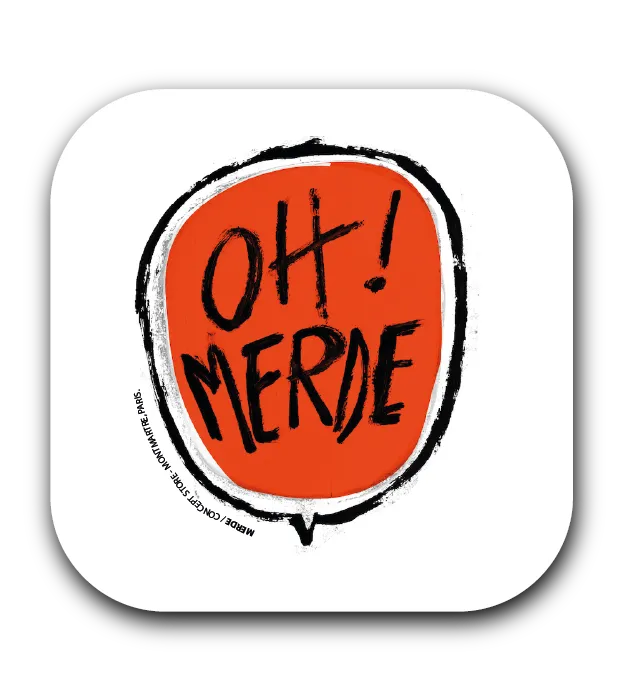 [S1-SOUS VERRES CARRE] (ROUGE) OH MERDE / sous-verres grand