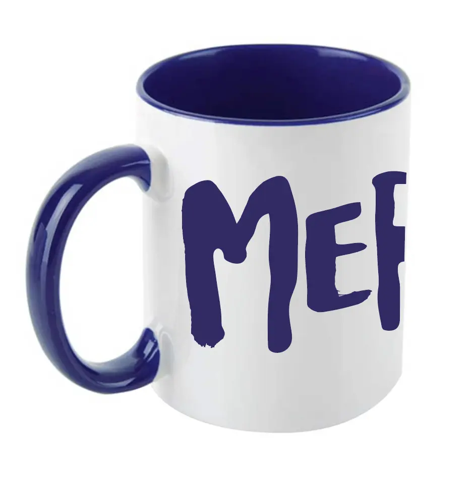 (BLEU FONCÉ) MERDE LOGO / mug céramique couleur