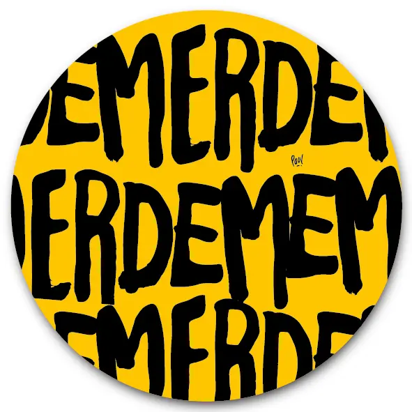 SOUS-VERRES ROND / MERDE PATTERN JAUNE