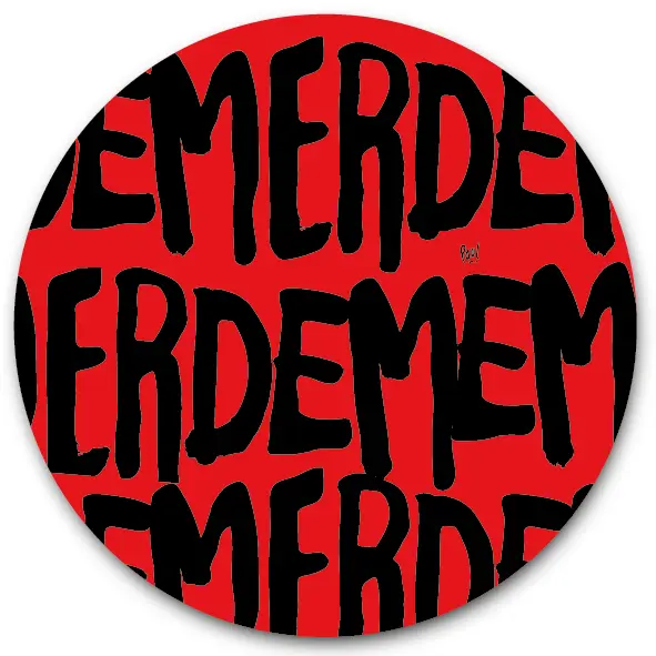 SOUS-VERRES ROND / MERDE PATTERN ROUGE