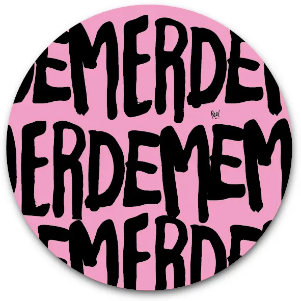 SOUS-VERRES ROND / MERDE PATTERN ROSE