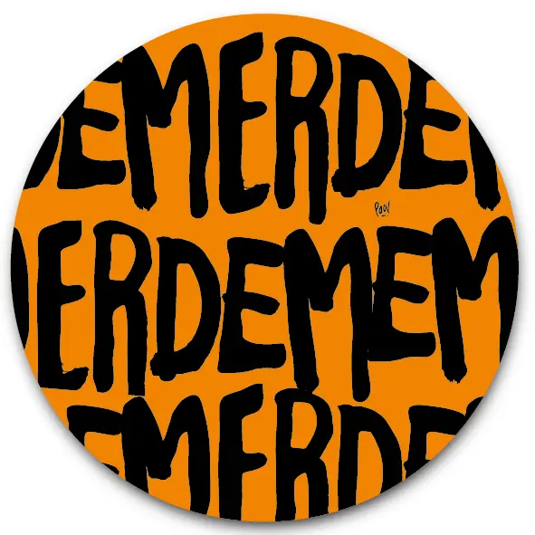 SOUS-VERRES ROND / MERDE PATTERN ORANGE