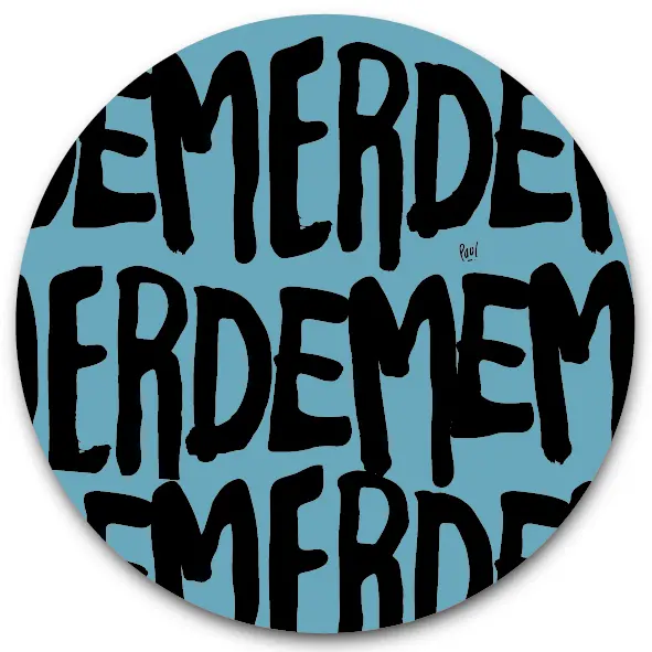 [S2-SOUS VERRES ROND] SOUS-VERRES ROND / MERDE PATTERN BLEU