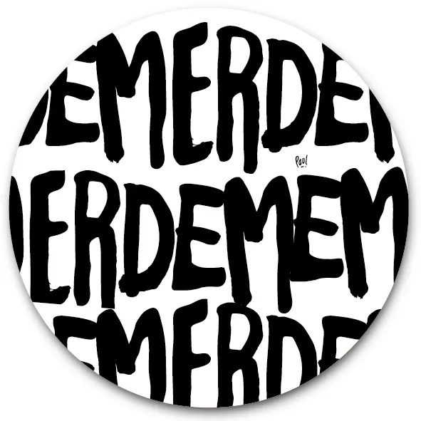 SOUS-VERRES ROND / MERDE PATTERN WHITE