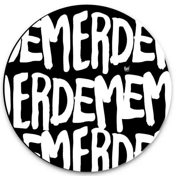 SOUS-VERRES ROND / MERDE PATTERN BLACK