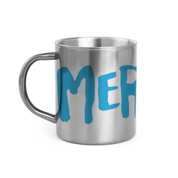 [C4-MUG INOX] (BLEU CLAIR) MERDE LOGO / mug acier inoxydable