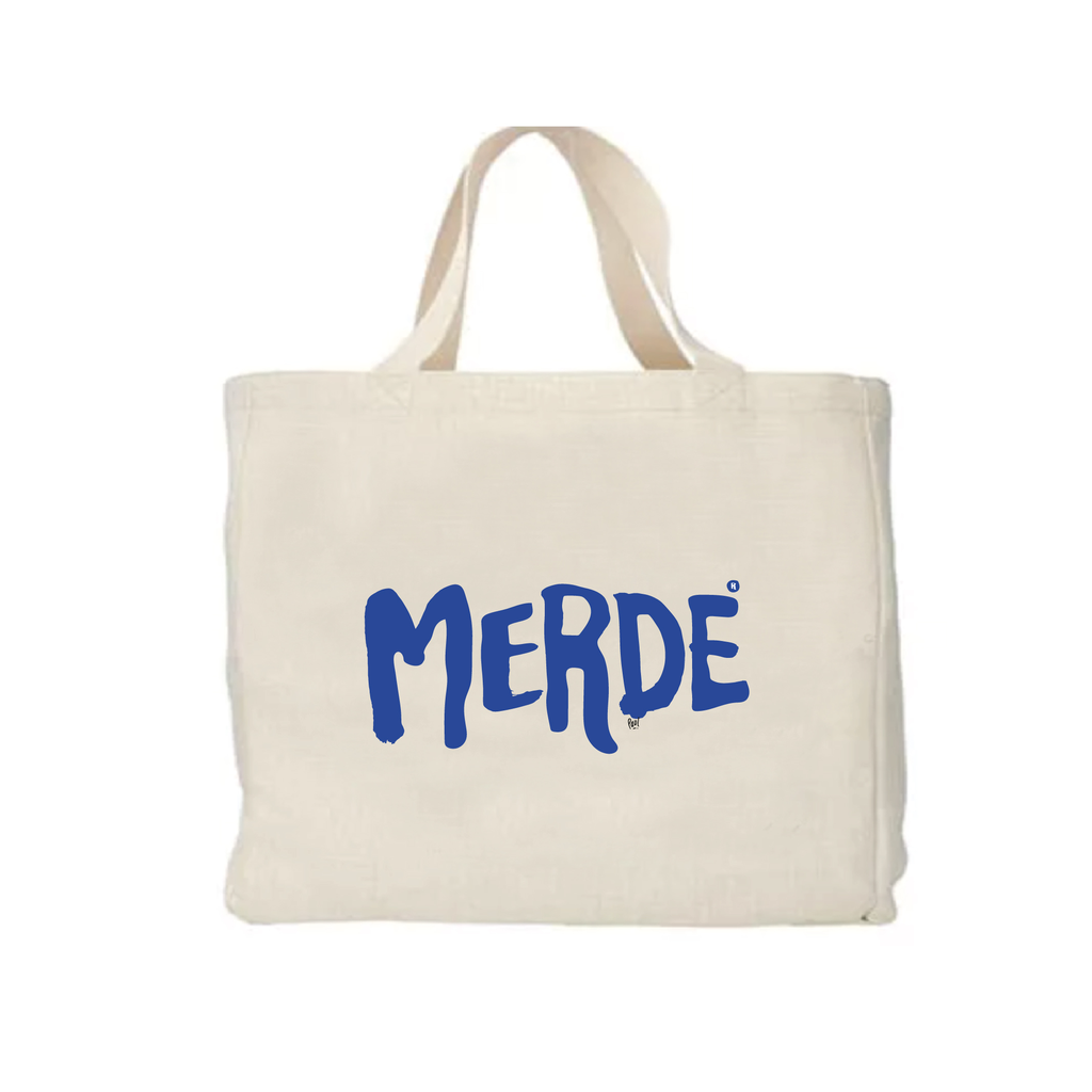 (BLEU FONCE) CABAS POLYLIN MERDE LOGO BLEU FONCE