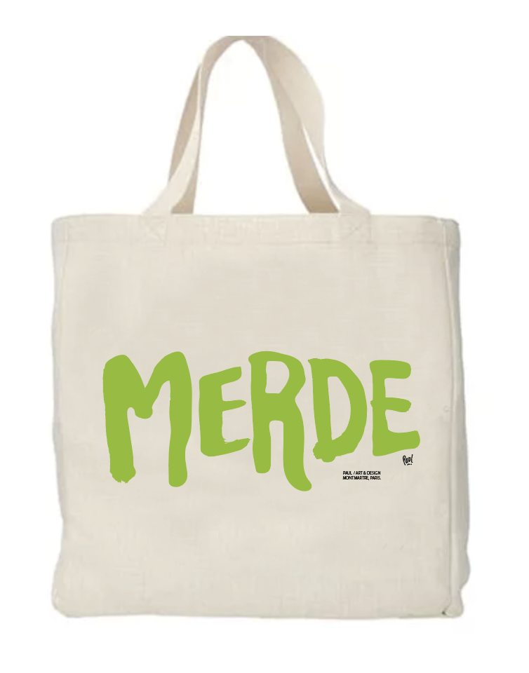(VERT CLAIR) CABAS POLYLIN MERDE LOGO