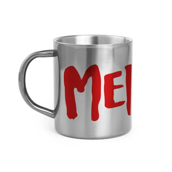 [C4-MUG INOX] (ROUGE) MERDE LOGO / mug acier inoxydable