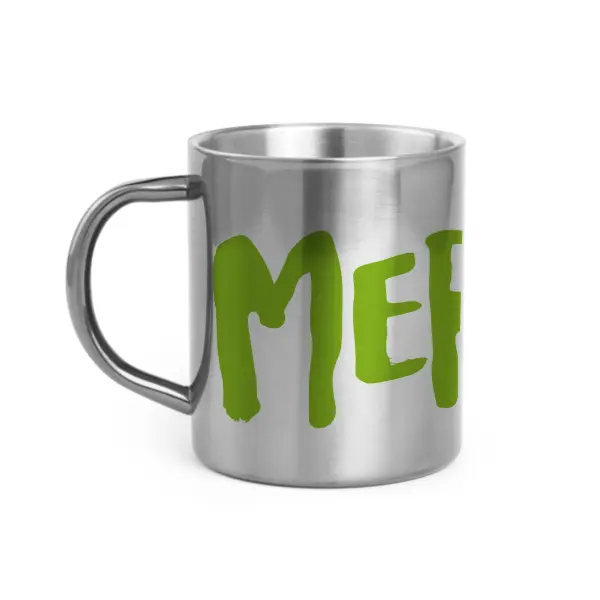 [C4-MUG INOX] (VERT CLAIR) MERDE LOGO / mug acier inoxydable