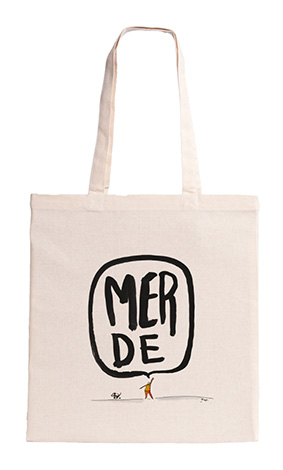 [T1-TOTE BAG ECRU] (MBC) MERDE BULLE CHIEN / tote bag ecru