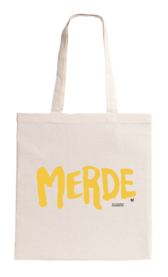 (JAUNE) MERDE LOGO / tote bag ecru