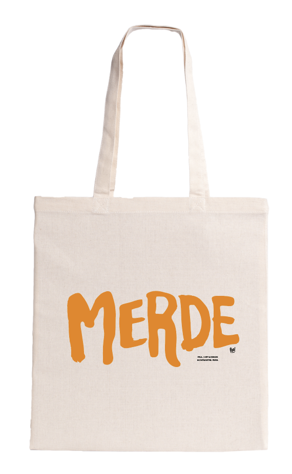 (ORANGE) MERDE LOGO / tote bag ecru