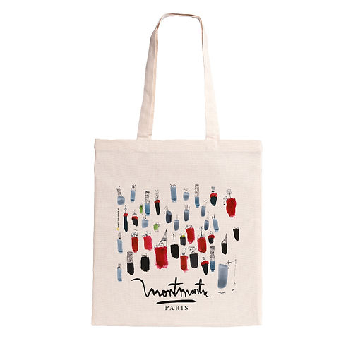 [T1-TOTE BAG ECRU] (NR) TACHES NOIR ROUGE / tote bag ecru