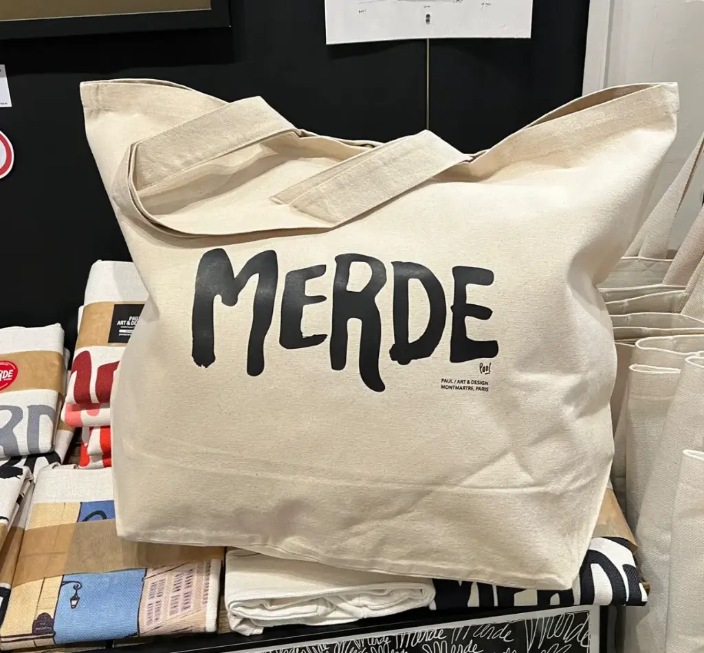 CABAS COTON XL / MERDE LOGO NOIR