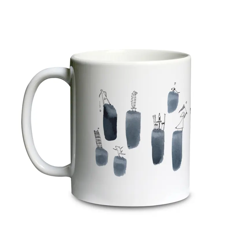 [C1-MUG BLANC] (GRIS) TACHES / mug céramique blanc
