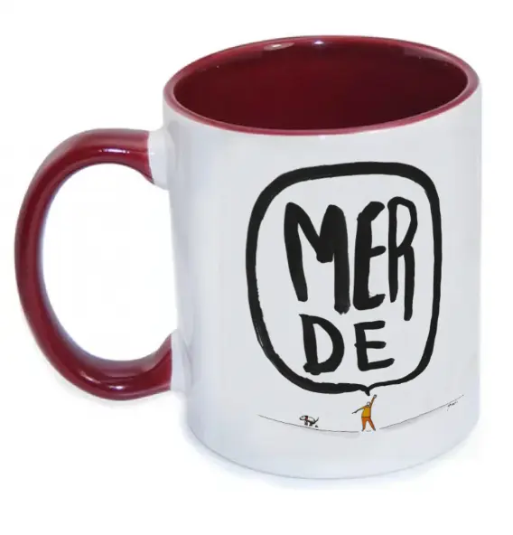 [C2-MUG COULEUR] (BORDEAUX) MERDE BULLE CHIEN / mug céramique couleur 