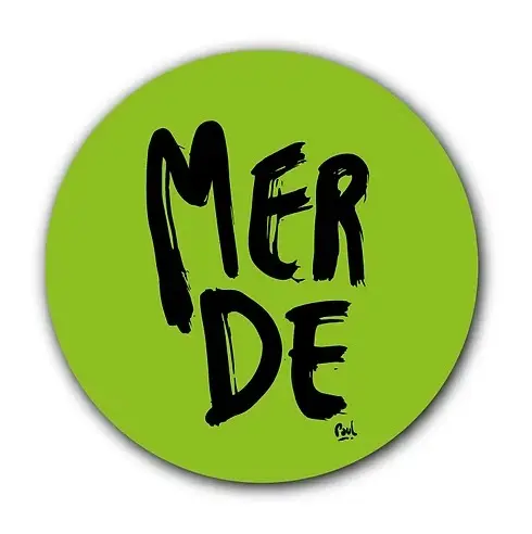 (VC) MERDE BRUSH VERT CLAIR  / sous-verres rond