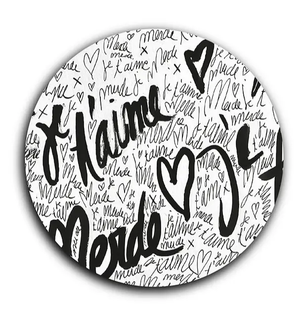 (WH) MERDE JE TAIME WHITE / sous-verres rond