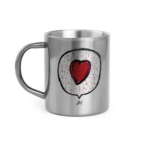 CORA BULLE COEUR ROUGE / mug acier inoxydable