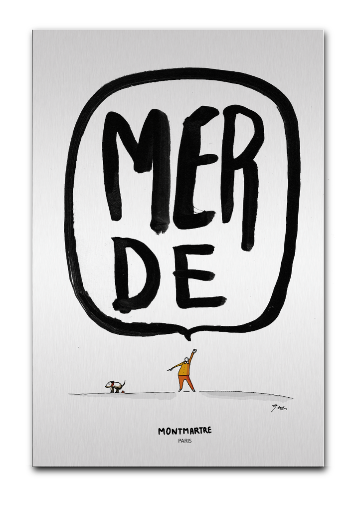 [R1-PETITE] (10X15)  MERDE BULLE CHIEN / repro aluminium