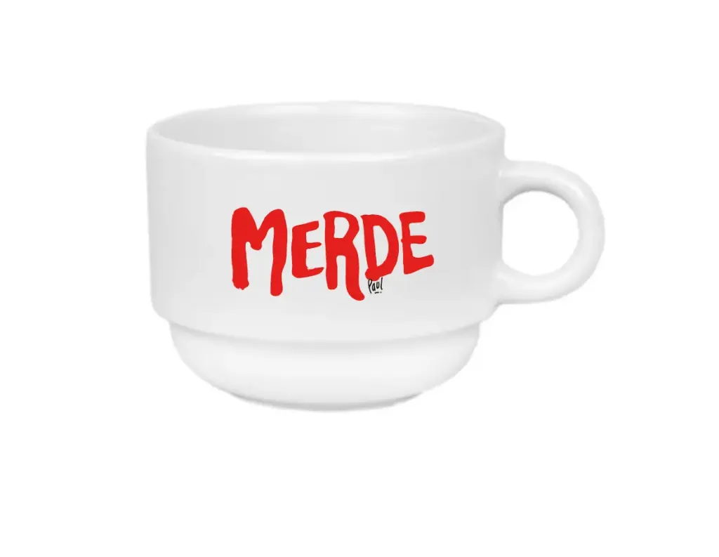 (rouge) MERDE LOGO / tasse céramique blanc